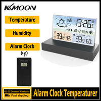 Fanju Transparent Weather Station Glass Colour Screen Thermometer Hygrometer  Electronics Desktop Table Watch Weather Forecast