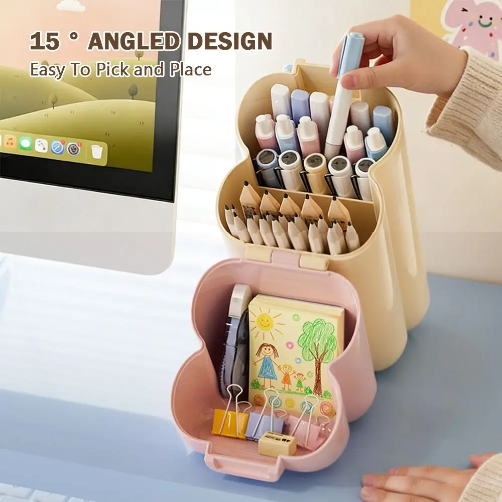 

Large Capacity Oblique Pen Holder Save Space Cartoon Stationery Storage Box Creative Desktop Storage Pencil Box for Students
