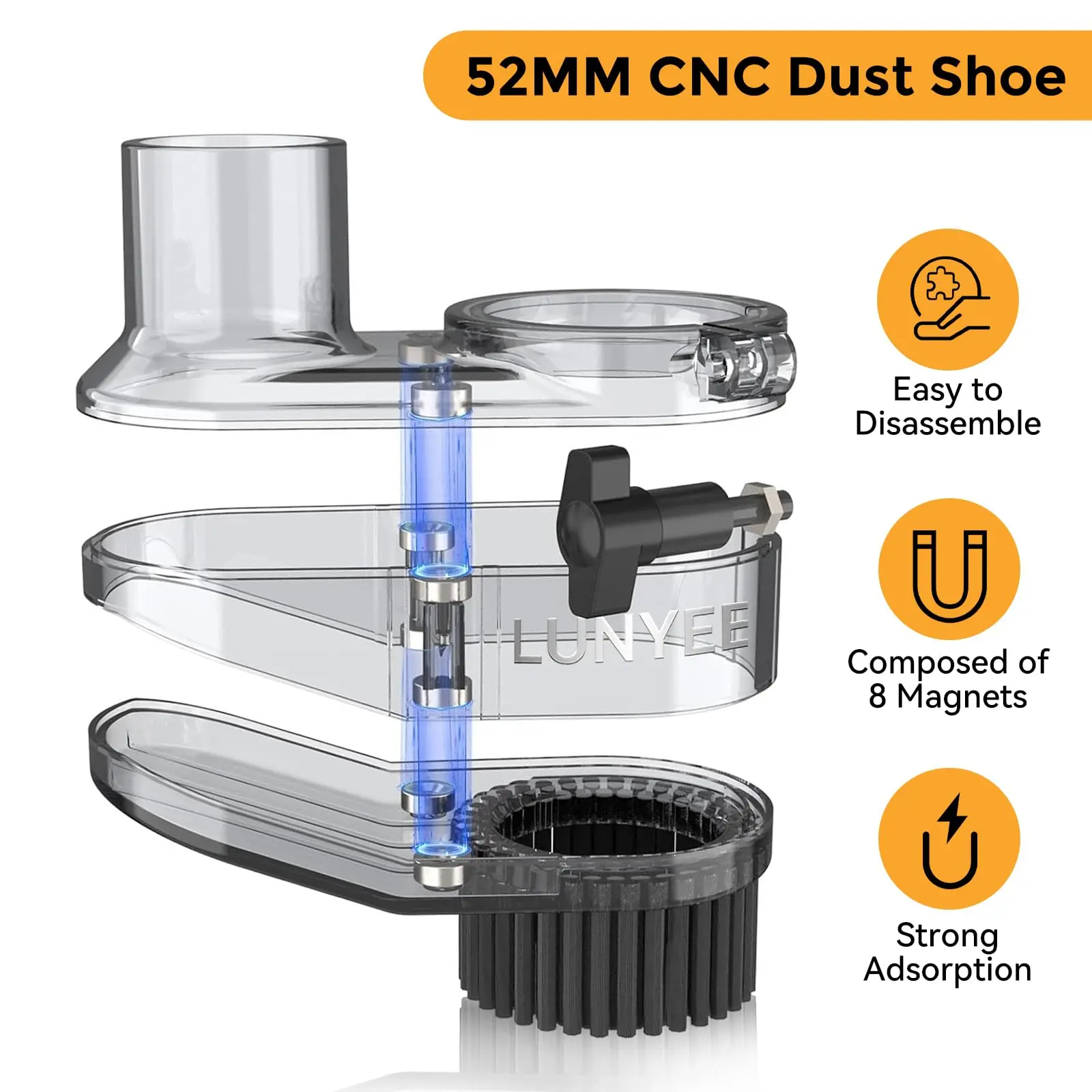 52MM Diameter Dust Shoe for CNC Router Machine with 52MM Spindle Motor, Hose Diameter 38mm