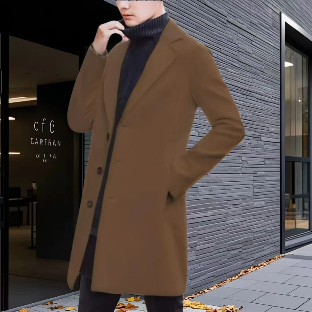 الرجال مزيج الصوف خندق البازلاء معطف سترة رسمية الذروة التلبيب الوقوف طوق الشق التلابيب الحياة اليومية نمط المشاهير