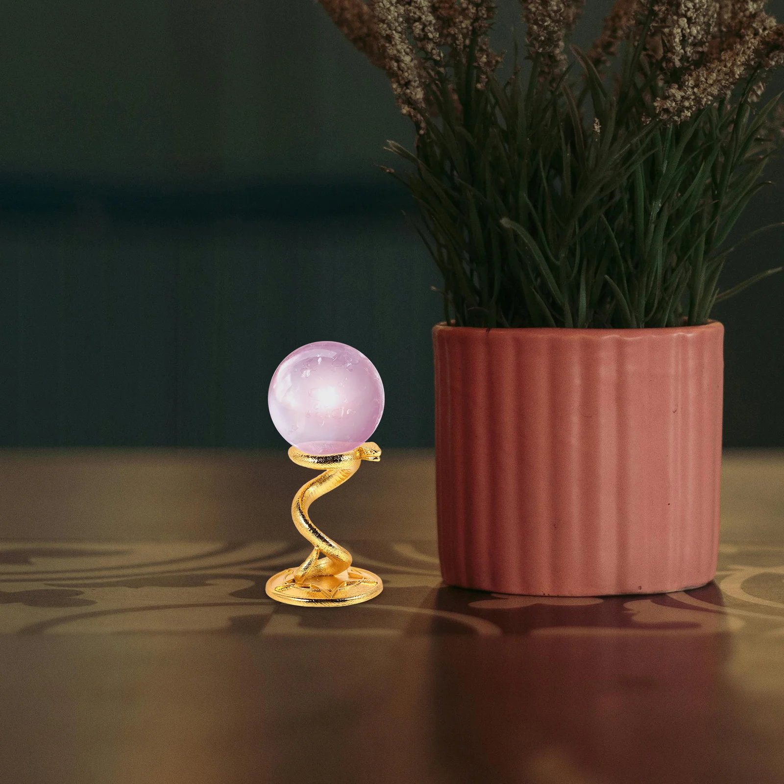 

Crystal Ball Display Stand Metal Snake Base Golden Crystal Balls Holder Glass Orb Stand Egg Display Home Office Desk Decor