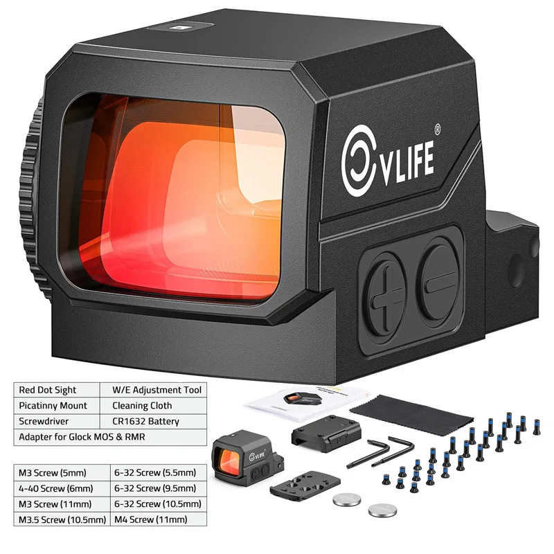 Enclosed Auto-Brightness Red/Green Dot Sight for RMS RMSc Circle & 2MOA Dot Motion Awake Reflex Sight Optic Scope for Hunting