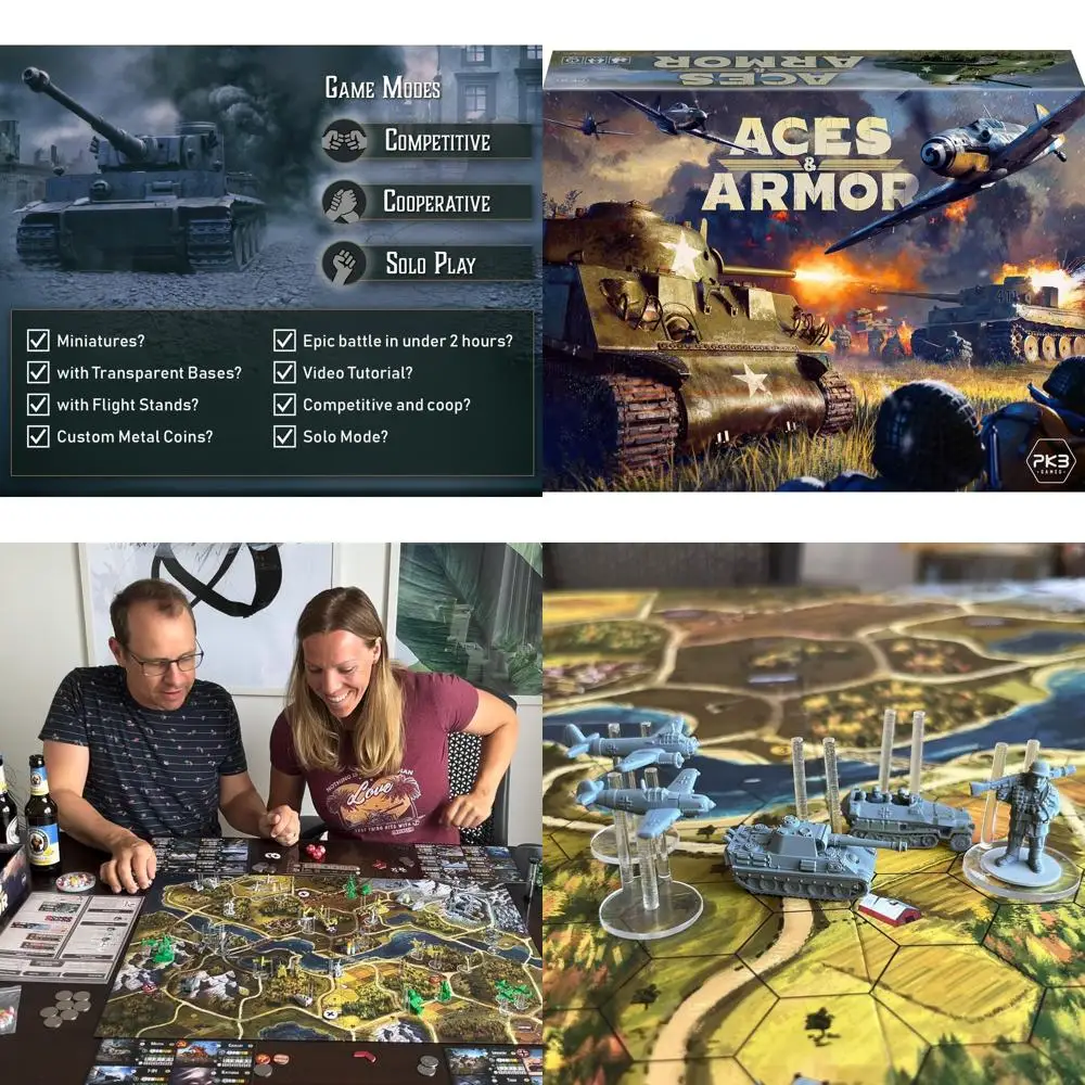 

Стратегические миниатюры времен Второй мировой войны: Aces & Armor, для возраста 14+, 1–4 игроков, 1-2 часа воспроизведения