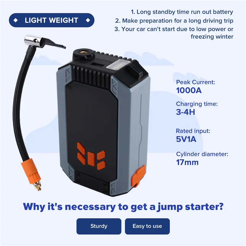 

150PSI Air Compressorbattery Booster Multi-Function Air Pump For Car Tire Inflation, Car Starter Ignition