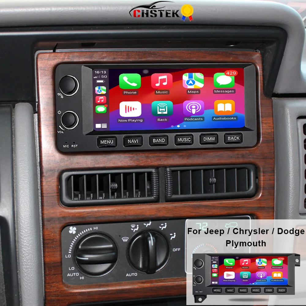 CHSTEK Car Radio Android 14 CarPlay Android Auto For Jeep Grand Cherokee Wrangler Dodge Chrysler Plymouth 1993-2002 GPS WIFI RDS