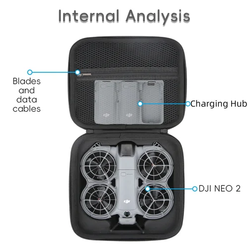 Imagen 2 del producto Bolso de mano de carcasa dura para DJI Neo 2, impermeable, antiarañazos, a prueba de polvo, Estuche de almacenamiento de viaje portátil, accesorios para drones