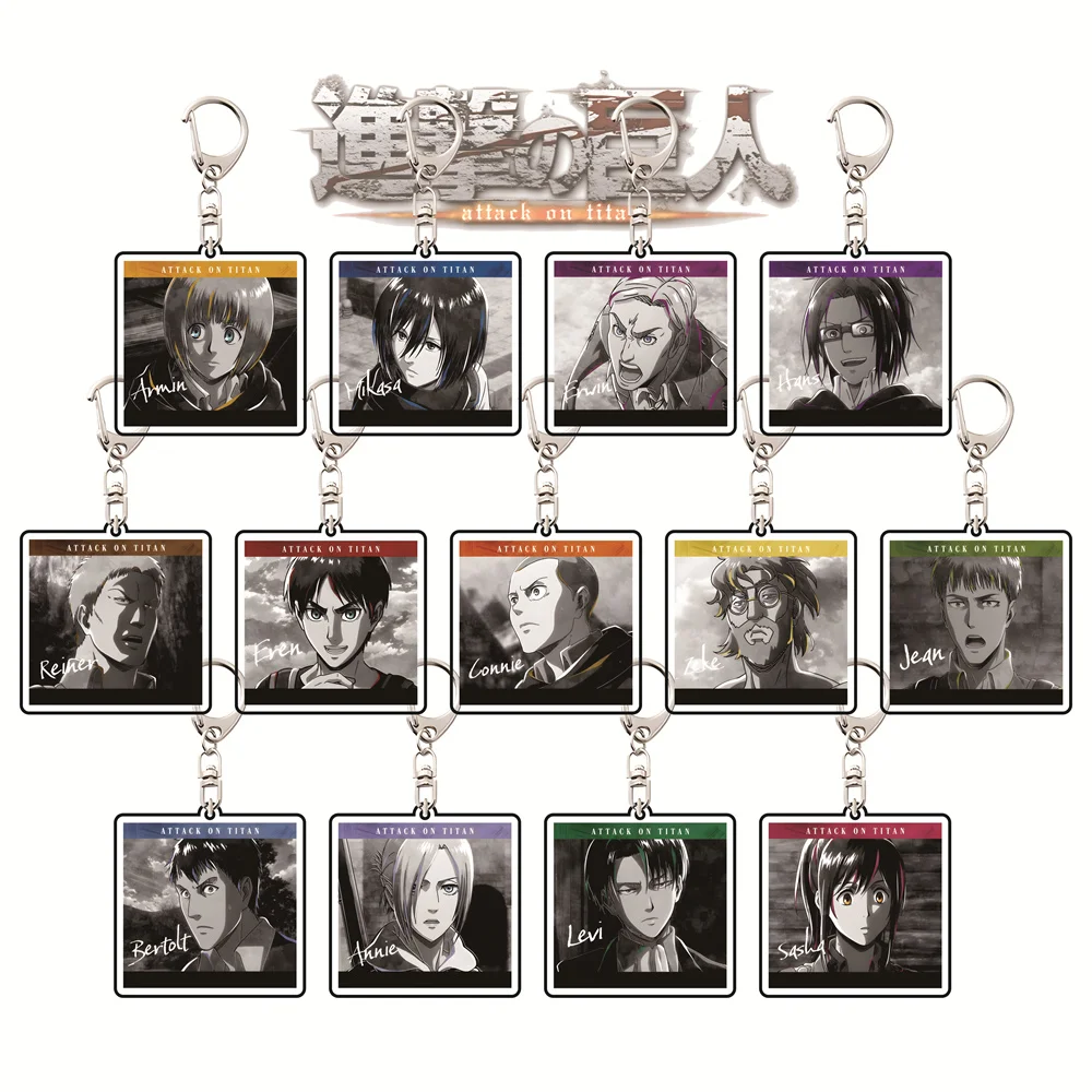 Attack on Titan 6cm Monochrome Portrait Acrylic Keychain Anime Pendant Bag Charm Collectible Gift for Fans