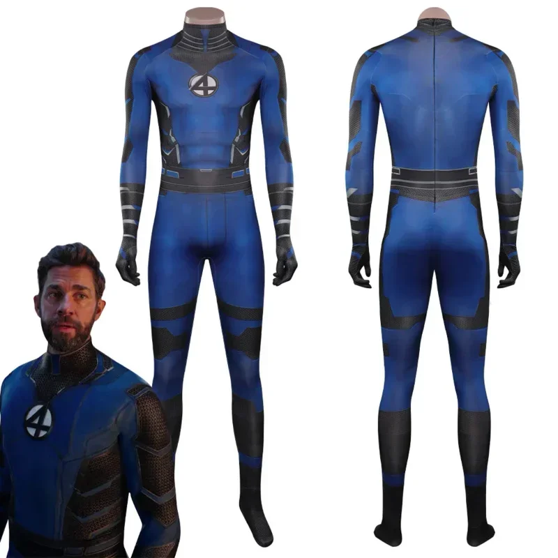 Rieten Richards Cosplay Kostuum Jumpsuit Vreemd Fantastisch Cos Fouring Mister Bodysuit Outfit Halloween Carnaval Voor Volwassen Mannen Jongen