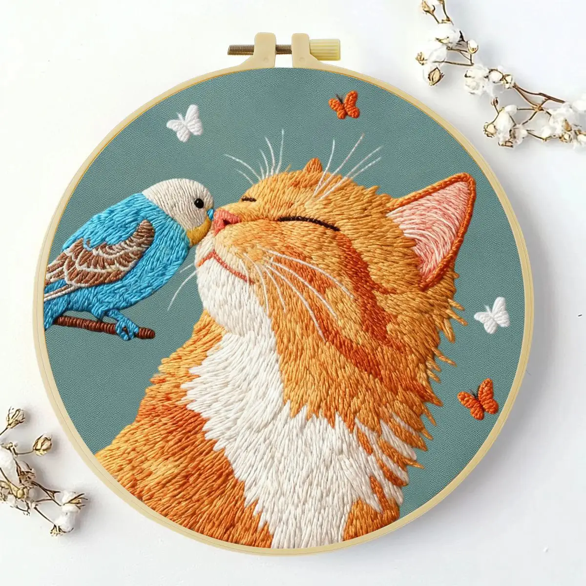 1 Stück 20X20CM/15X15CM 7,87/6,3 Zoll Katzen-Stickerei-Starter-Kit DIY-Kit DIY-Stickerei-Set Handarbeiten Heimdekoration Nadelkunst – Detail 2
