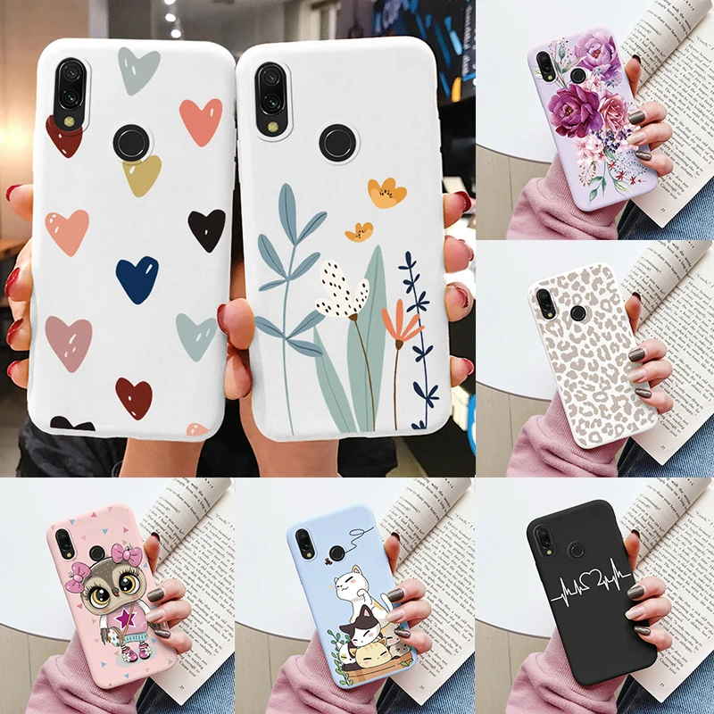 Coque de téléphone en silicone souple antichoc pour Redmi Note 7 7S Pro, motif fleur cœur, mignonne, pour Redmi Note 8 9, coque de dessin animé pour filles