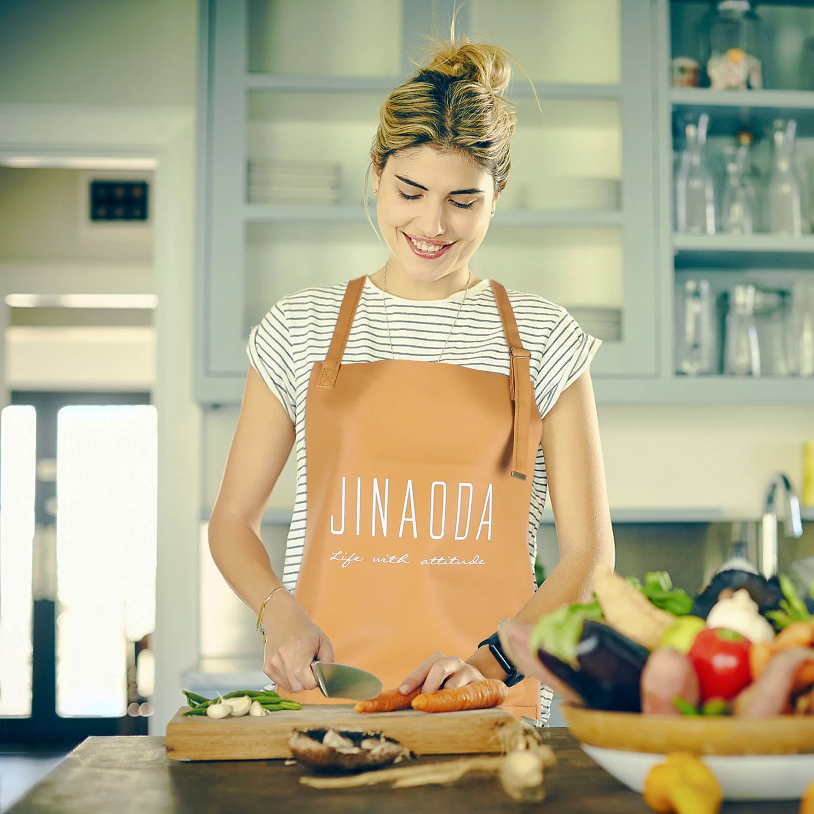 

Waterproof Oilproof Apron Kitchen Cooking Sleeveless Fashion Cleaning Workwear Stylish Hanging Neck Simple Apron