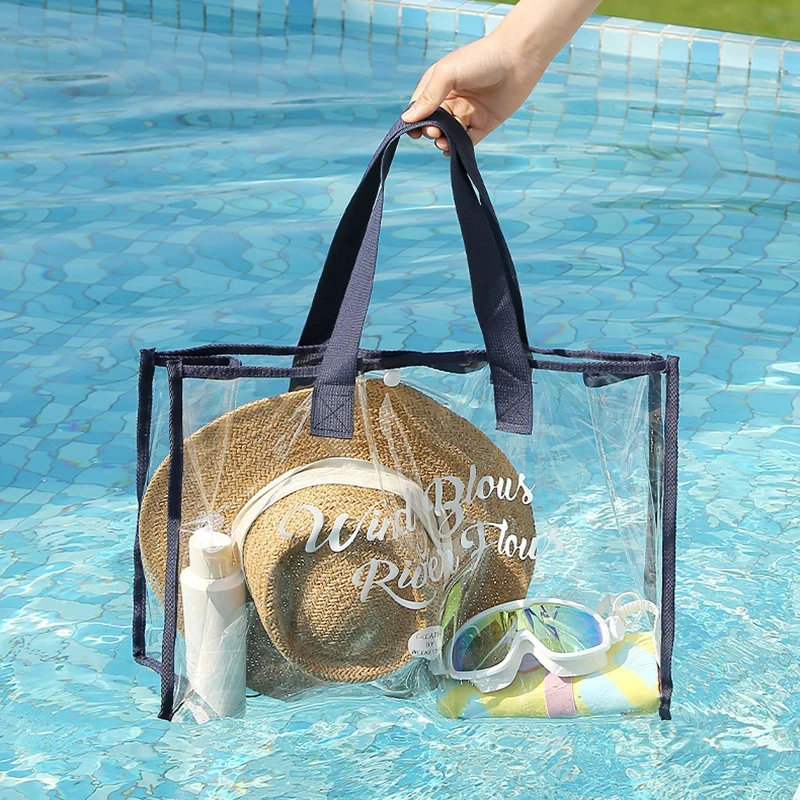 Large Capacity Swimming Bag Transparent Visible Handheld Storage Bag Thickened PVC Waterproof Wash Bag Portable Beach Bag