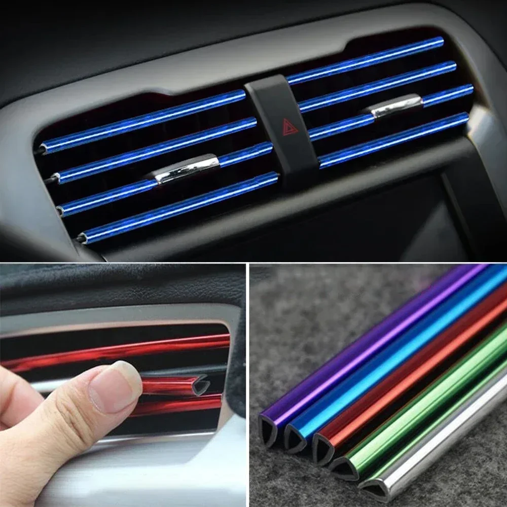 10Pcs 20cm Auto Air Conditioner Vent U-shape Molded Trim Strip PVC Door Edge Corner Guard Soft Cuttable Car Interior Decoration