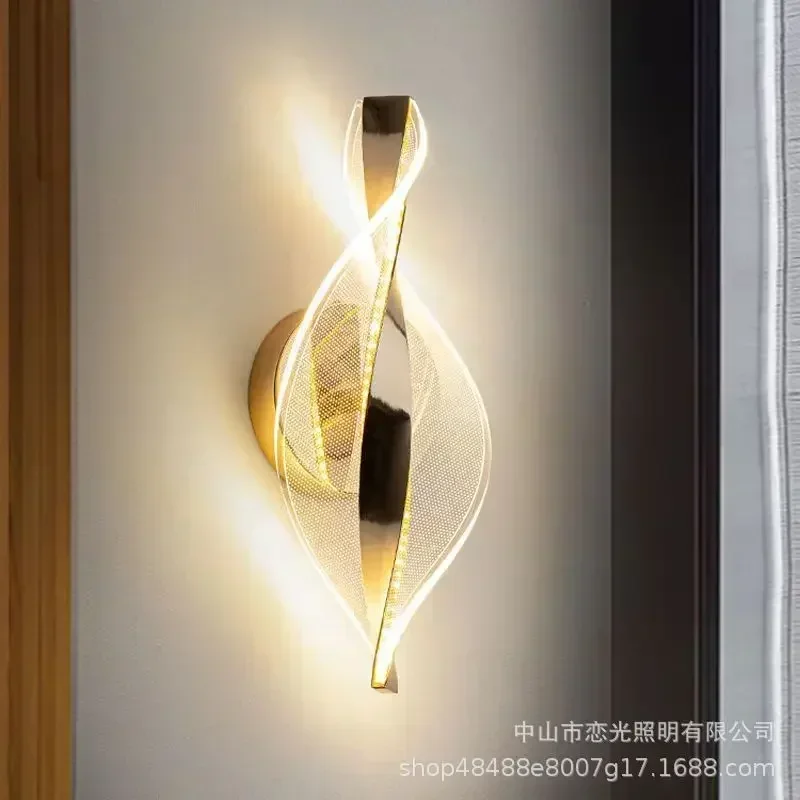 1PC Modern LED Acrylic Wall Lamp - Gold/Black Color Options for Hallway, Bedroom, Living Room & Bedside, Practical Room Decor