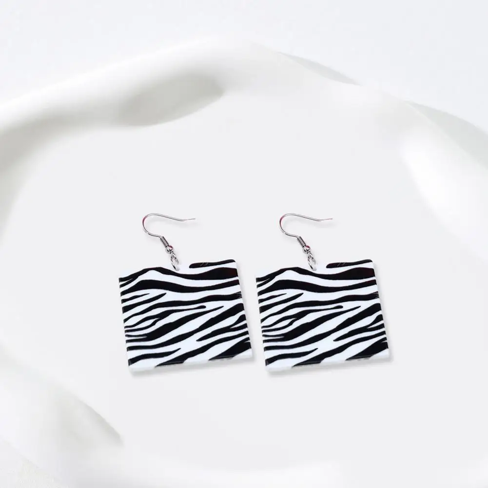 1 Pair Vintage Zebra Print Magnetic Tape Hook Earrings Acrylic Retro Cassette Crush Colorful Drop Dangle Earrings Jewelry Gift