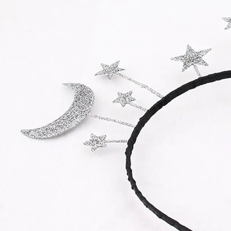 S1Y1 Princess Girl Halloween Party Headband Glitter Powder Moon Star Met