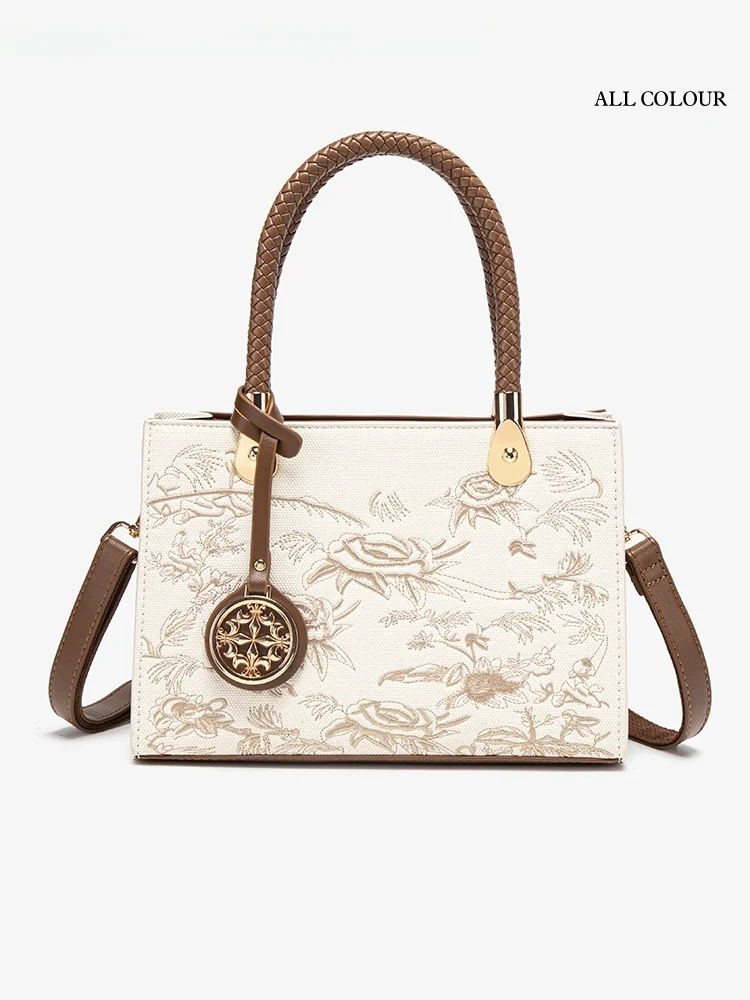 

UR Роскошная женская сумка с вышивкой, модный модный подарок на день рождения, сумка для мамы с мягкой ручкой, средний жесткий квадратный апей
