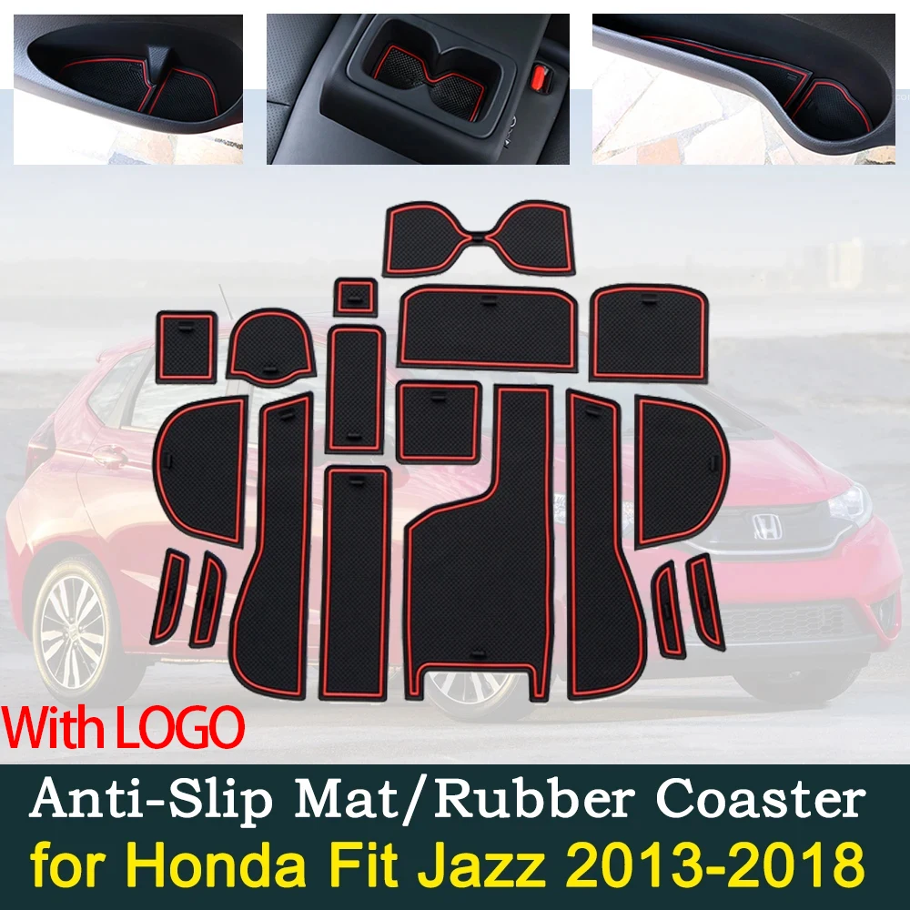 Anti-Slip Dirty Dust Gate Mats Cup Groove Pads for Honda Fit Jazz 2013 2014 2015 2016 2017 2018 Hole Pad Car Styling Accessories