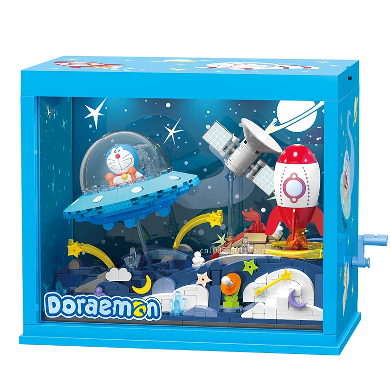 Klocki Doraemon Ramka na Zdjęcia Model Ozdobny Małe Elementy Architektura Zabawka do Składania dla Dzieci Prezent na Święta