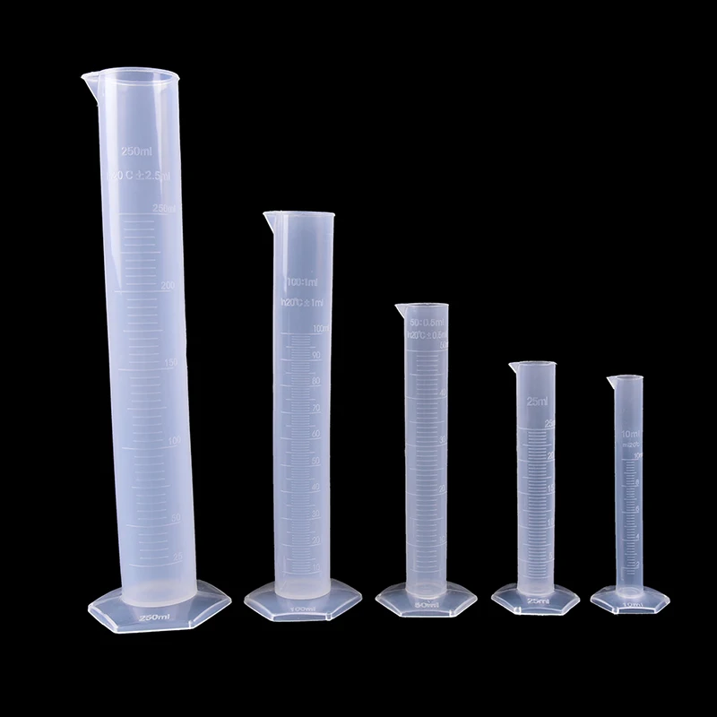 プラスチック測定シリンダー,実験室試験用,10 ml, 25 ml, 50ml, 100 ml, 250ml