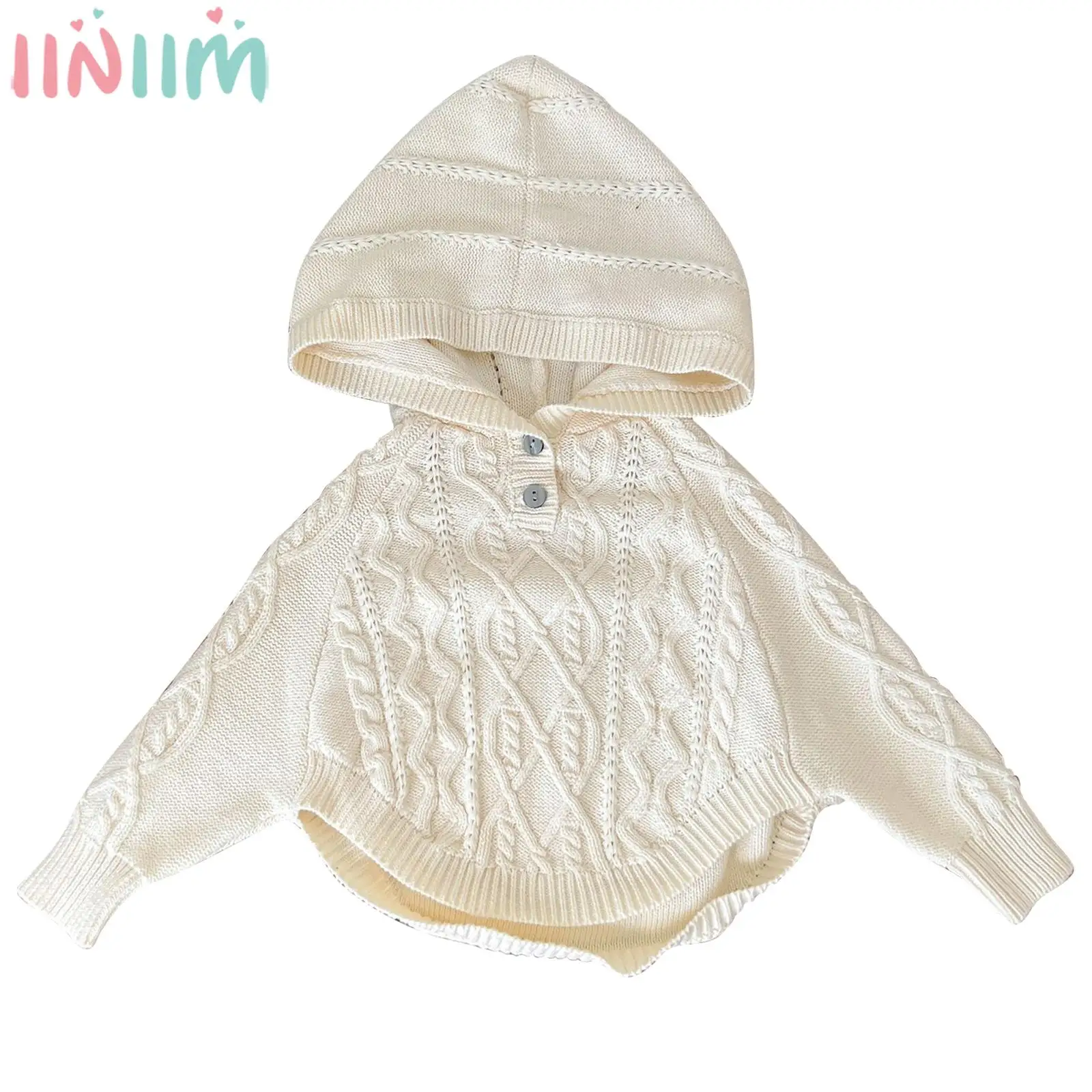 Baby Girls Cute Casual Hooded Sweater Twisted Knitted Shawl Cape Hoodie Sweatshirt Solid Color Pullover Tops Autumn Outerwear