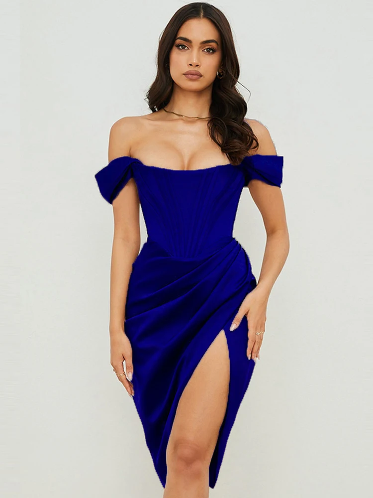 Liquidação cetim bodycon vestido de festa feminino 2021 recém chegados midi bodycon vestido sexy celebridade noite clube vestido