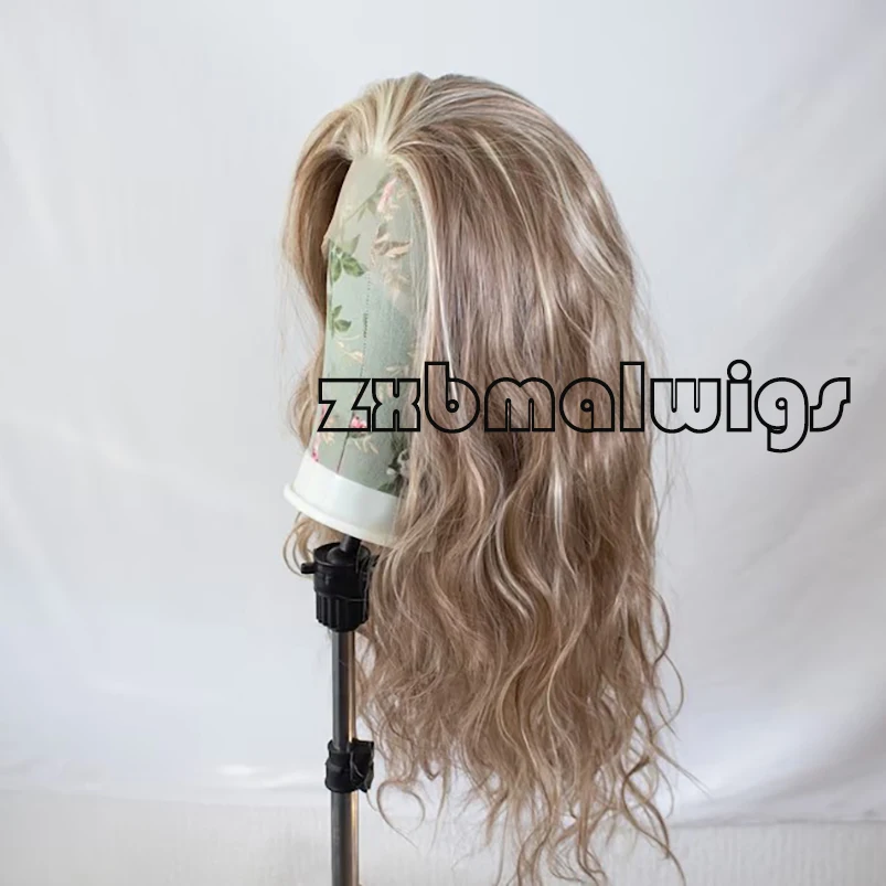 Pretokkelde Diepe Golf Highlight Blonde Synthetische Haar Lace Frontale Pruik Voor Vrouwen Lijmloze Vezel Haar Transparante Kant Pruiken