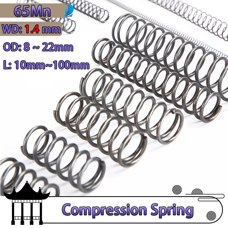 65mn średnica drutu 1.4 Mm Cylidryczna cewka sprężyna dociskowa powrót sprężone sprężyny zwalniają sprężyna dociskowa cewki stalowe 5 sztuk
