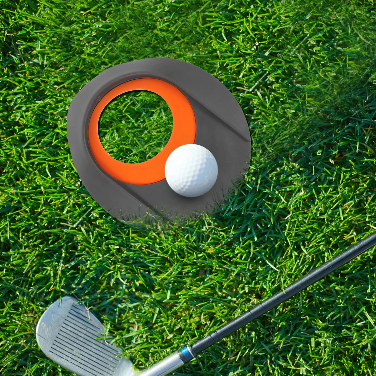 

Putting Green Hole Cup 7.6Cm Diameter 19.8X17.5Cm Portable Golf Practice Mat For Indoor Outdoor Use Grey Orange Tpr