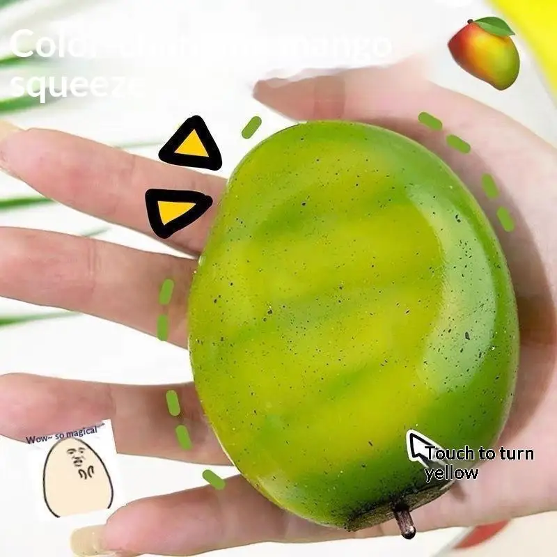 1PC Color-Changing Mango Squeeze Ball Fidget Toy for Stress Relief ASMR Sensory Ball for ADHD Suitable for Kids & Adults
