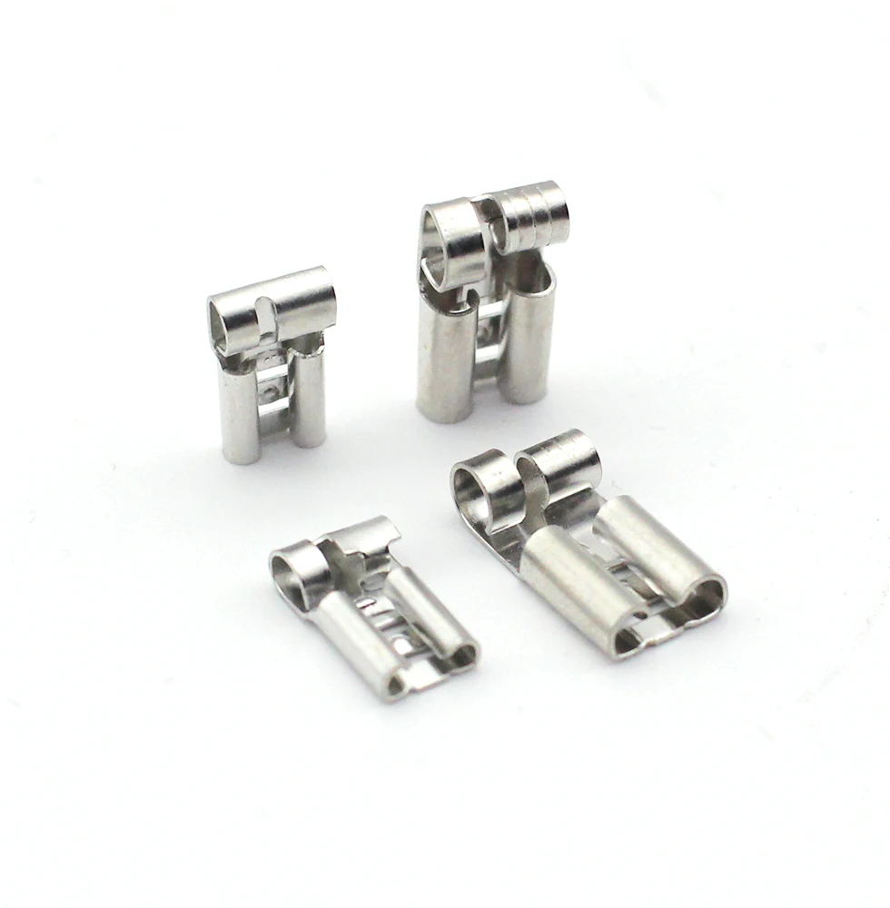 DJD031-2 Brass Crimp Terminal Female Spade Connector Bend Angle Car Socket Pins 4.8mm/6.3mm Plug-in Terminal Connector