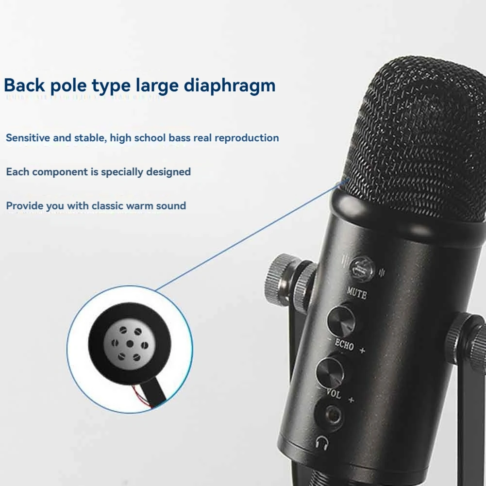 USB-микрофон, профессиональный студийный микрофон Plug Play с подставкой для игр, онлайн-чат, видео, голосовая передача
