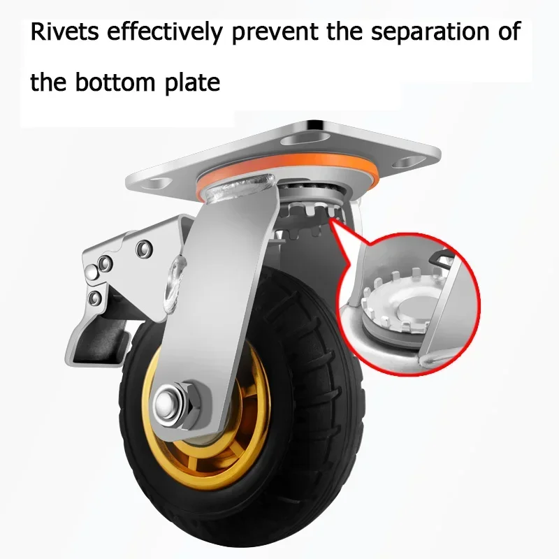 1pcs Heavy-duty universal trolley with silent rubber flat wheels, 3/4/5/6/8-inch heavy load wheels