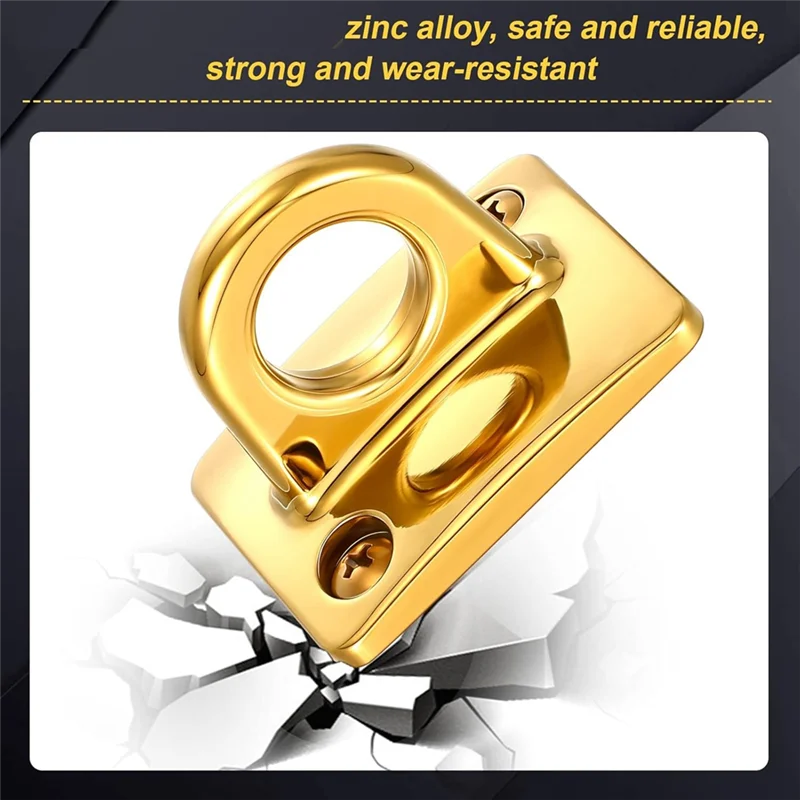 HLZS-Large Loop Wall Plate Metal Post 2 Pcs Gold Rope Safety Barrier Hanging Circle Hook Queue Line For Movie