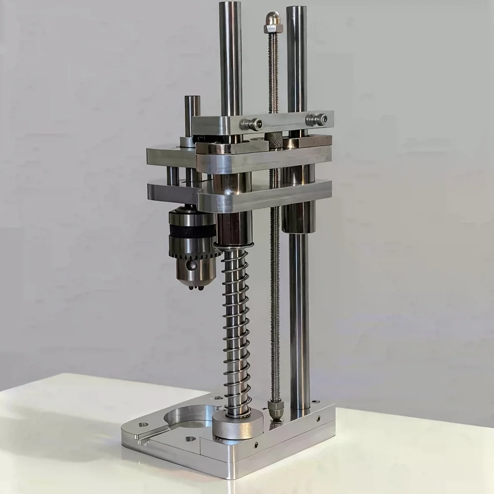1Pc New Woodworking Drilling Stand - Aluminum Profile Vertical Positioning Tool, Mini Desktop Drill Stand for Cordless Drills
