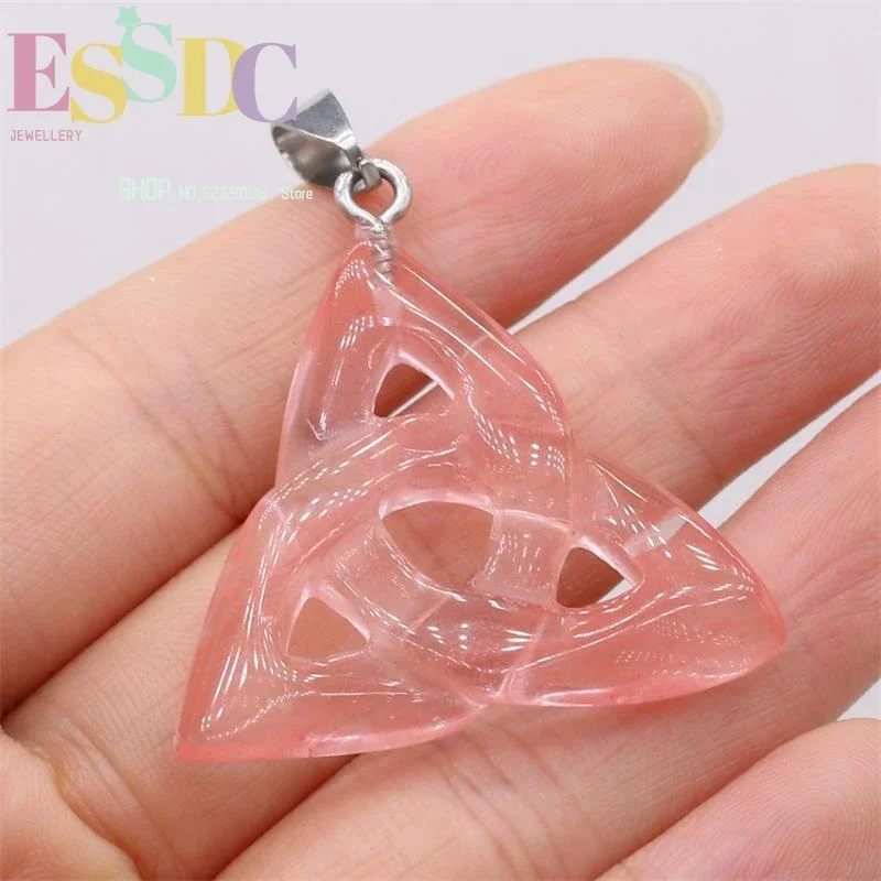 

Natural Stone Three Ring Triangle Pendant DIY Jewelry Accessories Handmade Earring Necklace Making