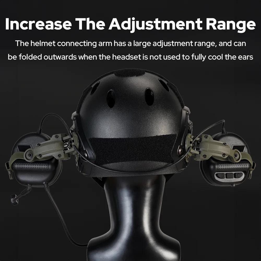 Helmet Rail Adapter Headset Bracket Kit Multi-angle Rotation  Fit OPS Core ARC and Team Wendy M-LOK Rail Headphone Mount