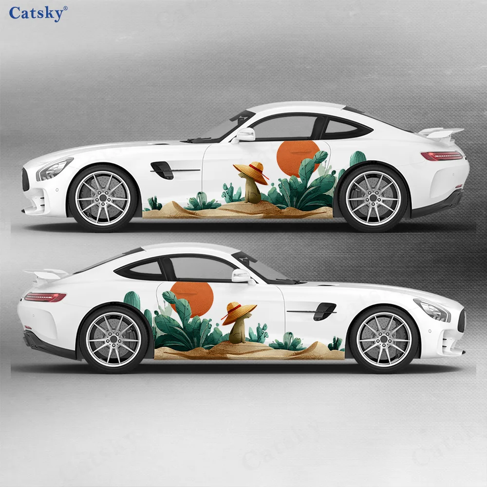 

Desert Animal and Cactus Car Vinyl Wraps Decal Self-adhesive PVC Sticker Suitable for Trucks SUV Decoration Auto Accessories