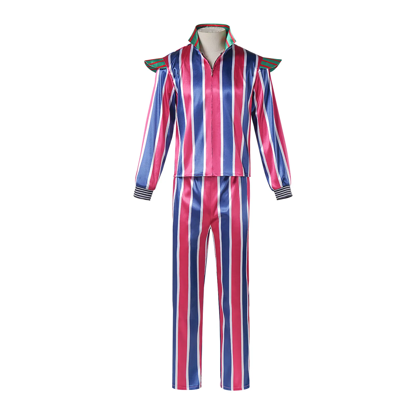 

Halloween Stage Performance Costume Striped Suit Women's National Wear Ethnic Stage Costume Blue Stripes And White Base
