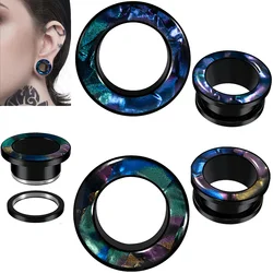 1PC Stainless Steel Mix Colors Shell Hollow Ear Expanders Gauges Ears Plugs Tunnels Body Piercing Jewelry 6-25mm