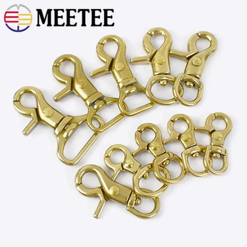 Meetee 2/5Pcs 8-25mm Solid Brass Buckle Bag Lobster Clasp Swivel Trigger Clips Dog Snap Buckles Strap Clamp Hang Hook Accessory