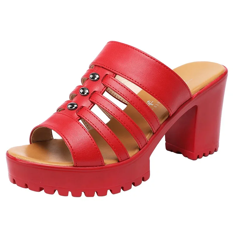 Big Size 32-43 Summer Wedding Shoes Women Slippers Platform 2024 High Heels Slides Ladies Gladiator Shoes Office Slippers