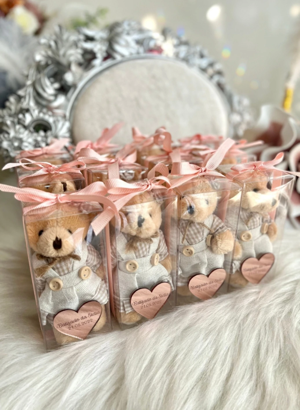 12pcs Personalized Bear Keychain, Baby Girl Baby Boy Gift Baby Shower Party Favor Personalized Gift Birthday Thank you Favor Tag