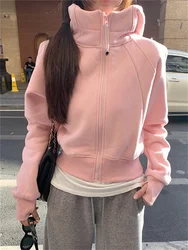 Alien Kitty Hooded Coats Loose Women Chic Casual New Daily Gentle Office Lady Plush 2025 Fashion Winter Solid Minimalist Jackets