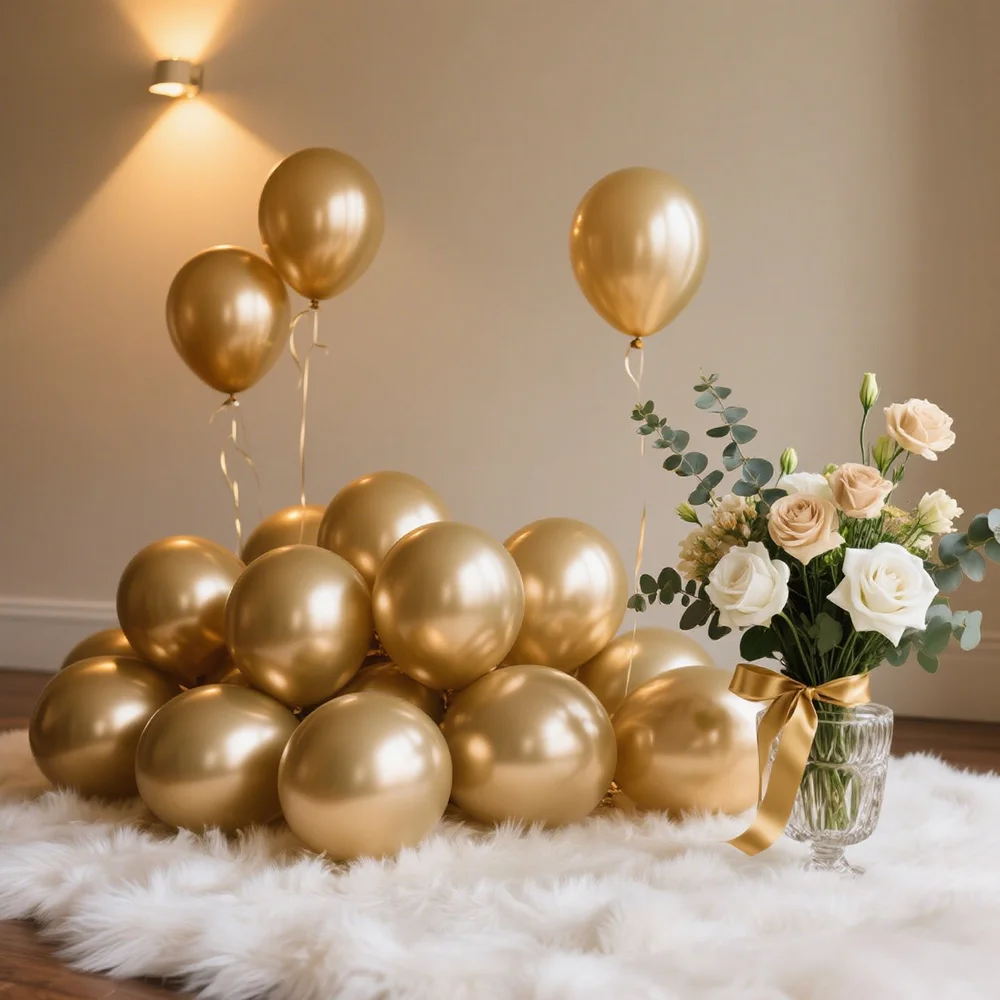 

50pcs Metallic Gold Balloons Wedding Happy Birthday Party Decoration Rose Gold Blue Green Silver Purple Red Balloon Supplies