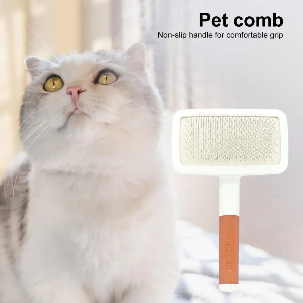 Stainless Steel Dog Comb Stainless Steel Pet Comb with Anti-slip Handle for Dog Cat Grooming Portable Anti-break Fluffy Hair