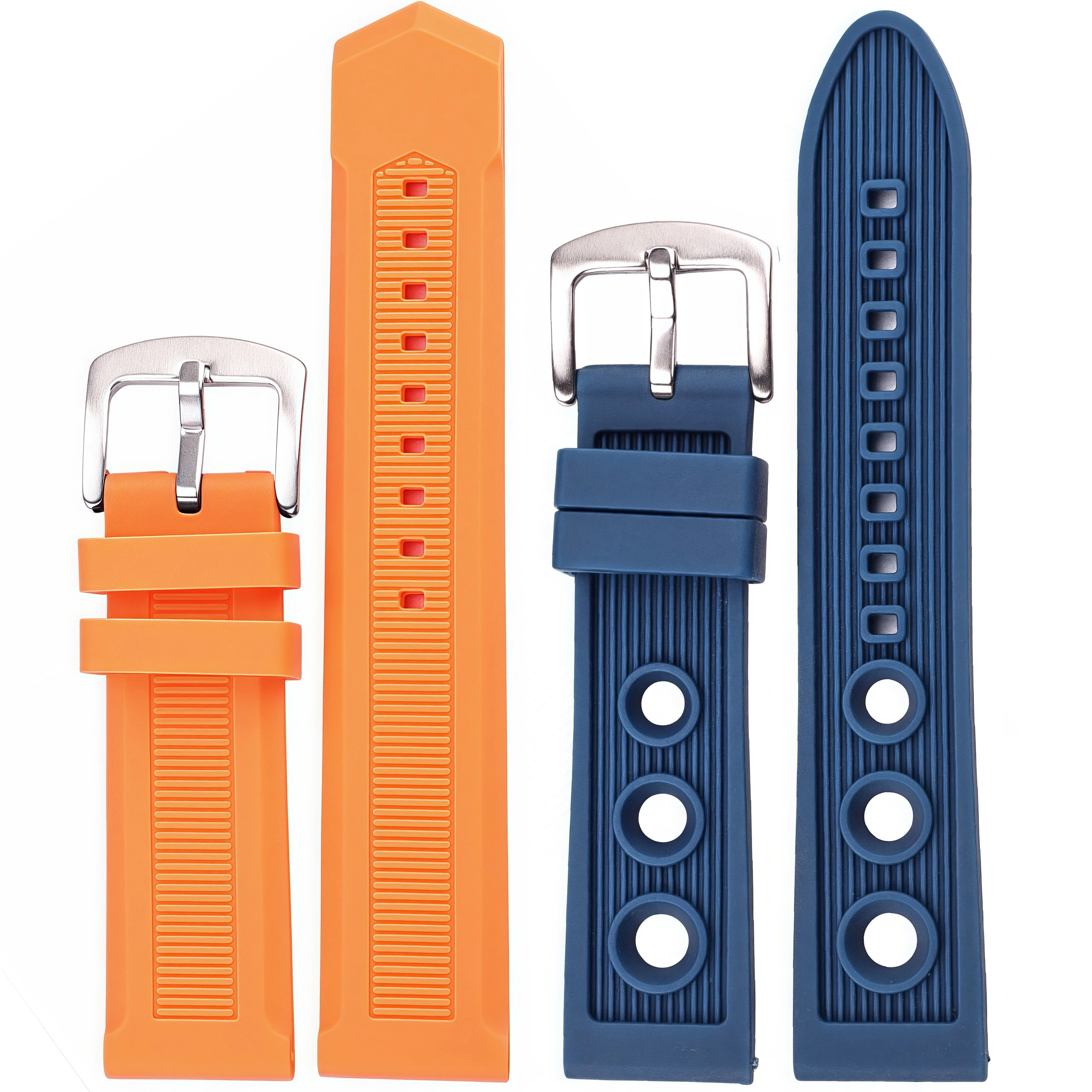 Weiches Silikon-Taucheruhrenarmband, 22 mm, langlebiges Gummi-Sportarmband mit Dornschließe aus Edelstahl, Schwarz-Orange-Armband