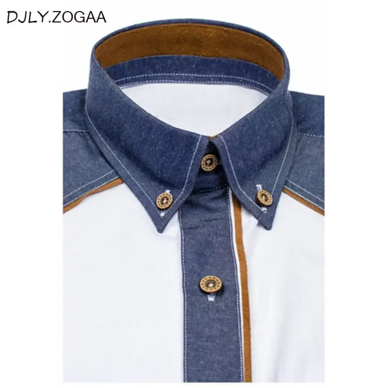 ZOGAA Men\'s Shirts Fashion Denim Short Sleeve Formal Shirts Man Casual Summer Clothing Tops Slim Cotton Plus Size Male Shirts