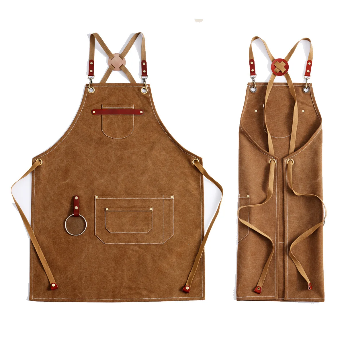 Wear-Resistant Canvas Apron for Men and Women, Thickened Leather Apron, Custom Logo, Barber, Coffee, Floral Work Clothes