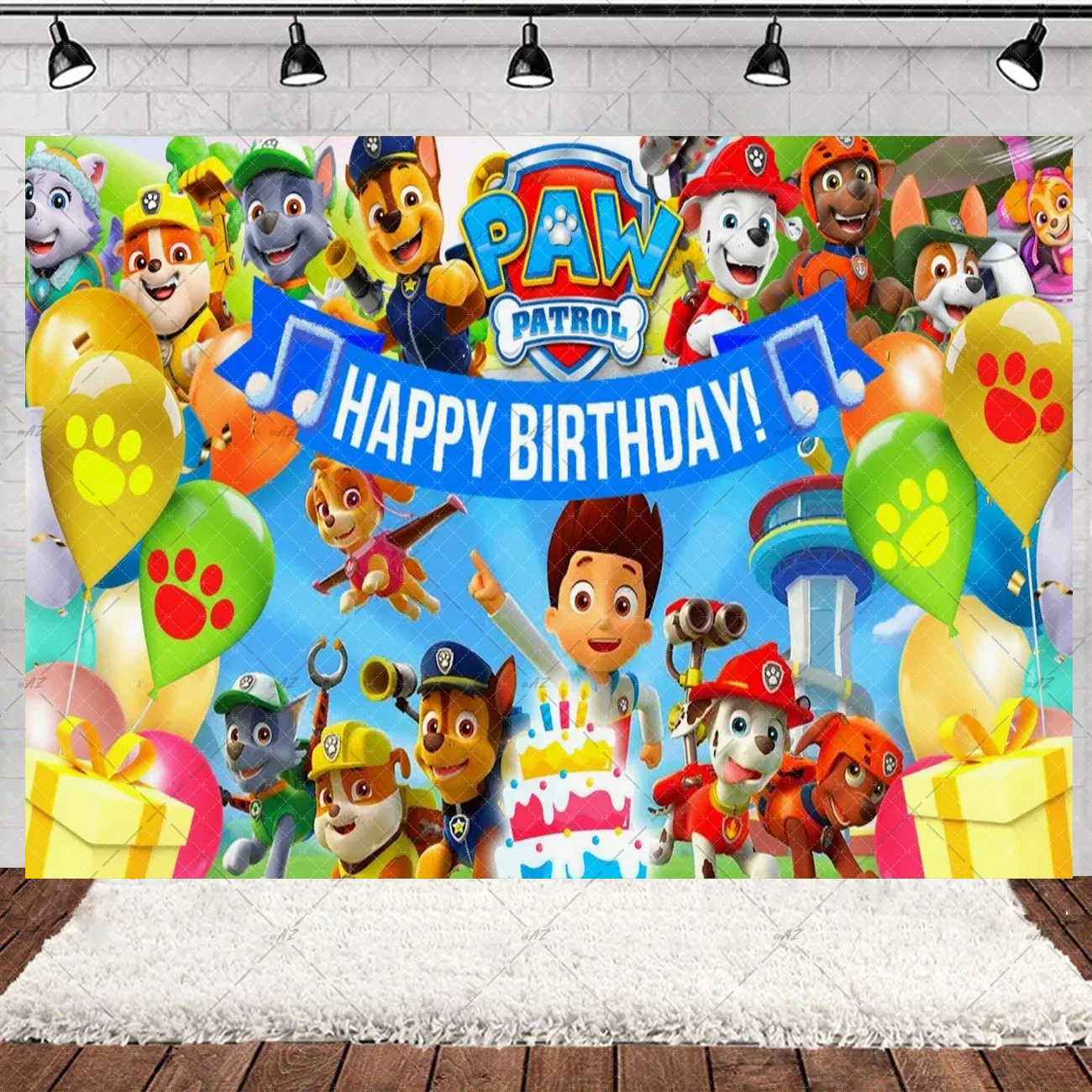 Cartoon Dog Paw Patrol Supplies Background  Hot Blooded Rescue Dog Poster Party Decoration Backdrop Celebration Banner Props
